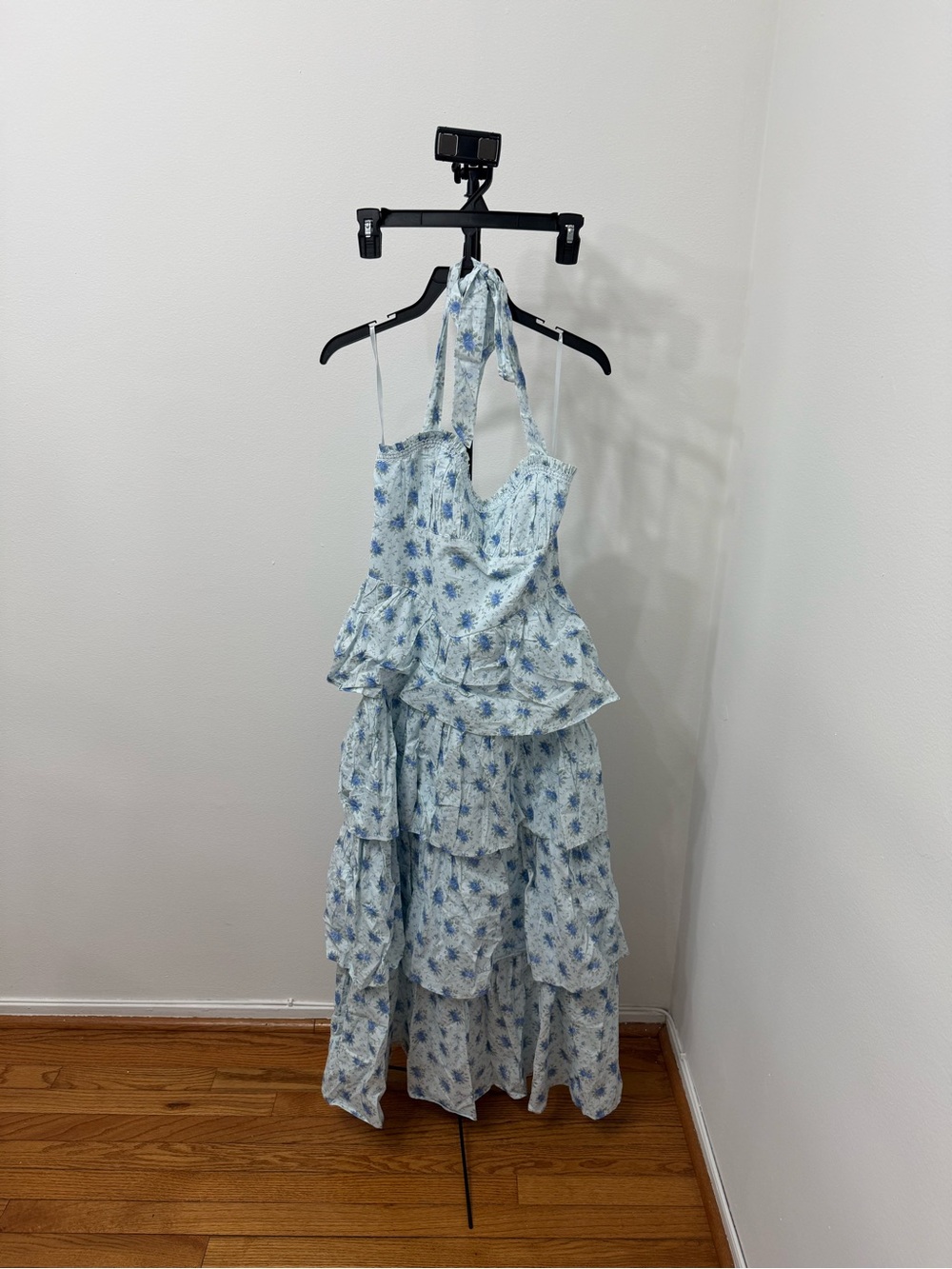 Altar'd State Light Blue Floral Halter Tiered Maxi Dress - Picture 5 of 7